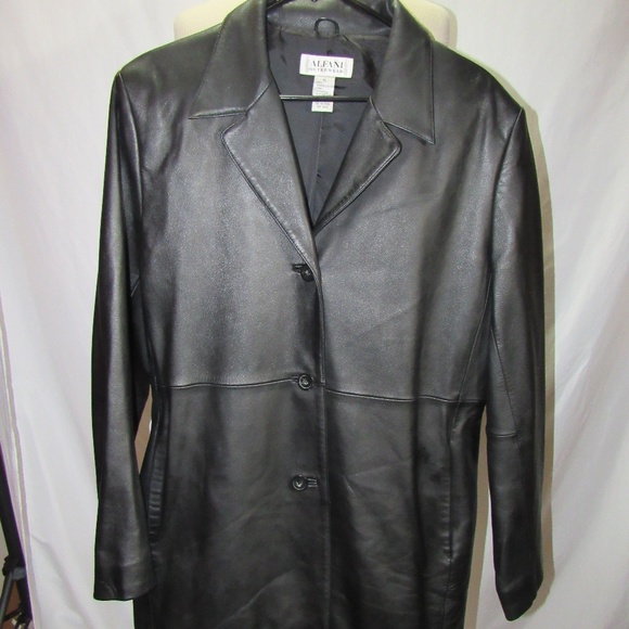 Alfani Other - Alfani XL Black Leather Jacket Coat Men EUC